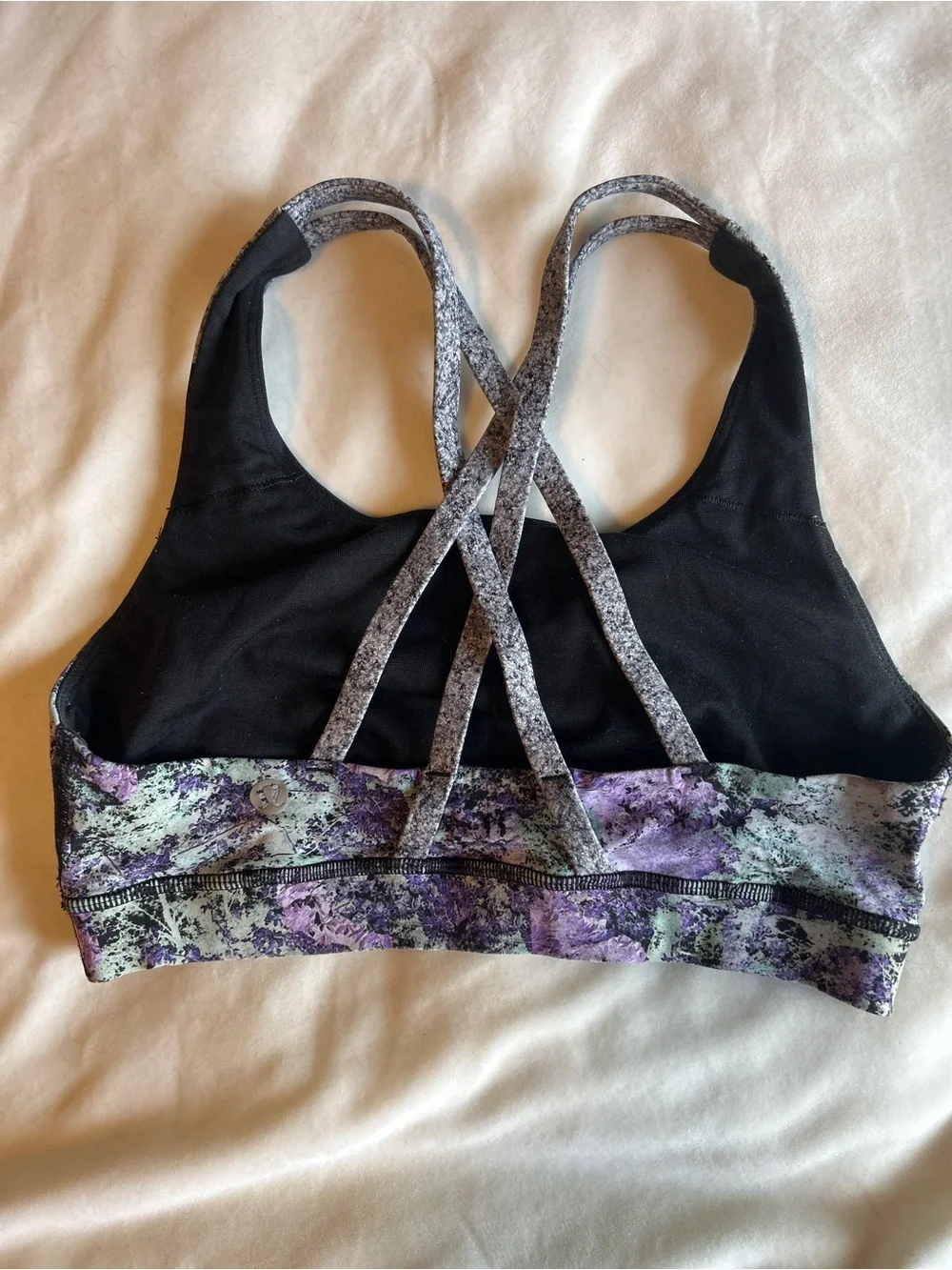 lululemon athletica Purple, Black & Mint Printed Strappy Sports Bra